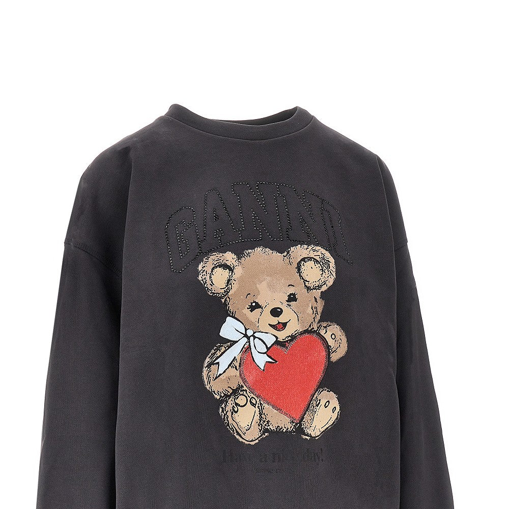 GANNI S bear print crewneck sweatshirt
