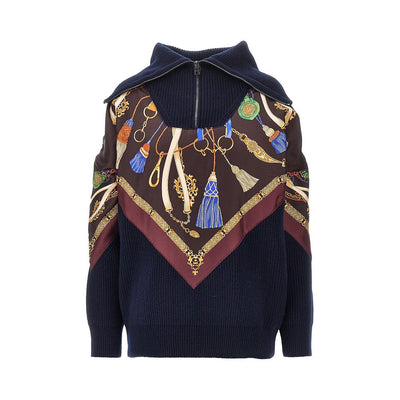 wool and cashmere sweater with silk insert