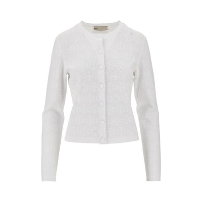 t monogram pointelle knit cardigan