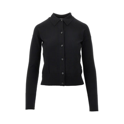 wool-blend cardigan with collar