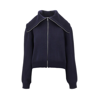 stretch wool full-zip cardigan