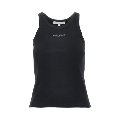 logo print ribbed tank top