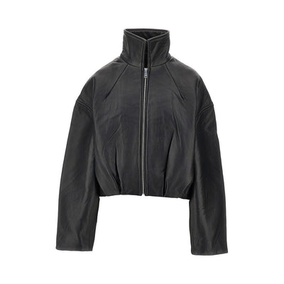 leather boxy jacket