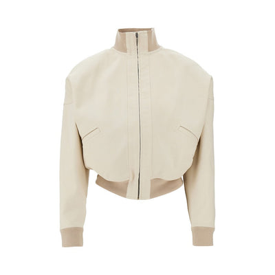 oversized shoulders cotton bomber jacket