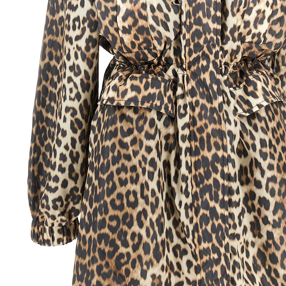 GANNI 36 leopard-print nylon parka coat
