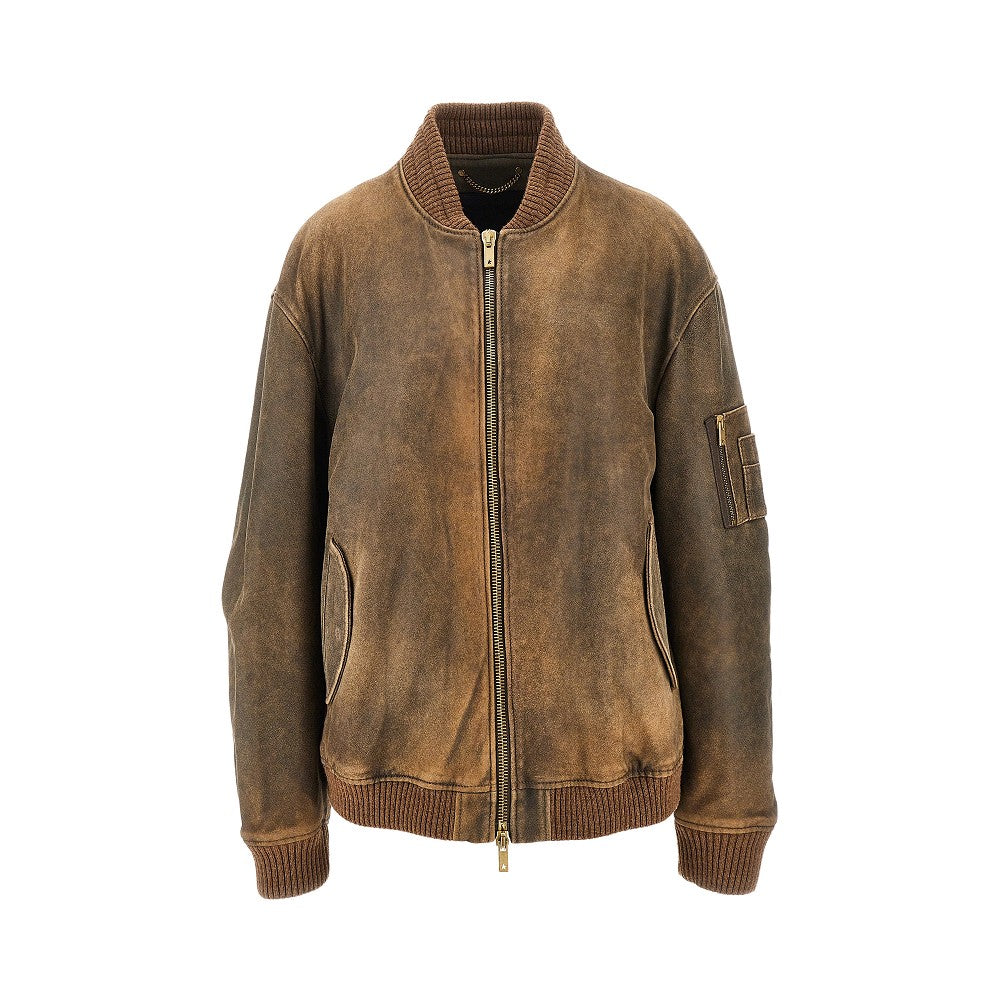 GOLDEN GOOSE M vintage-effect leather bomber jacket