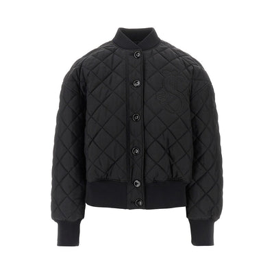 diamond-quilted twill padded bomber jacket