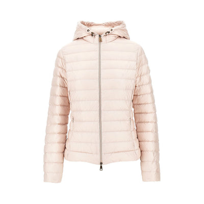 padded nylon downjacket with logo patch