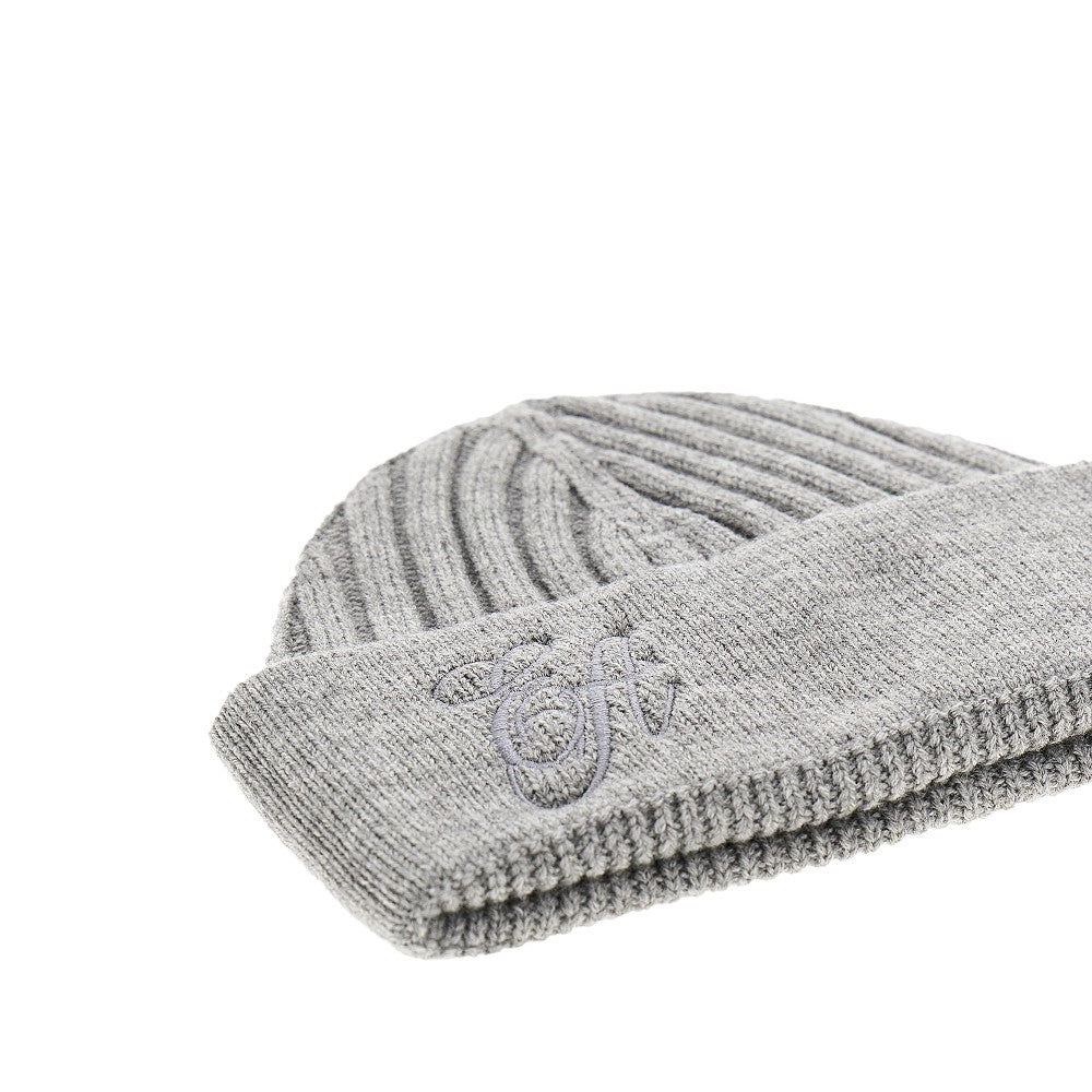 EMPORIO ARMANI S wool beanie hat with logo embroidery