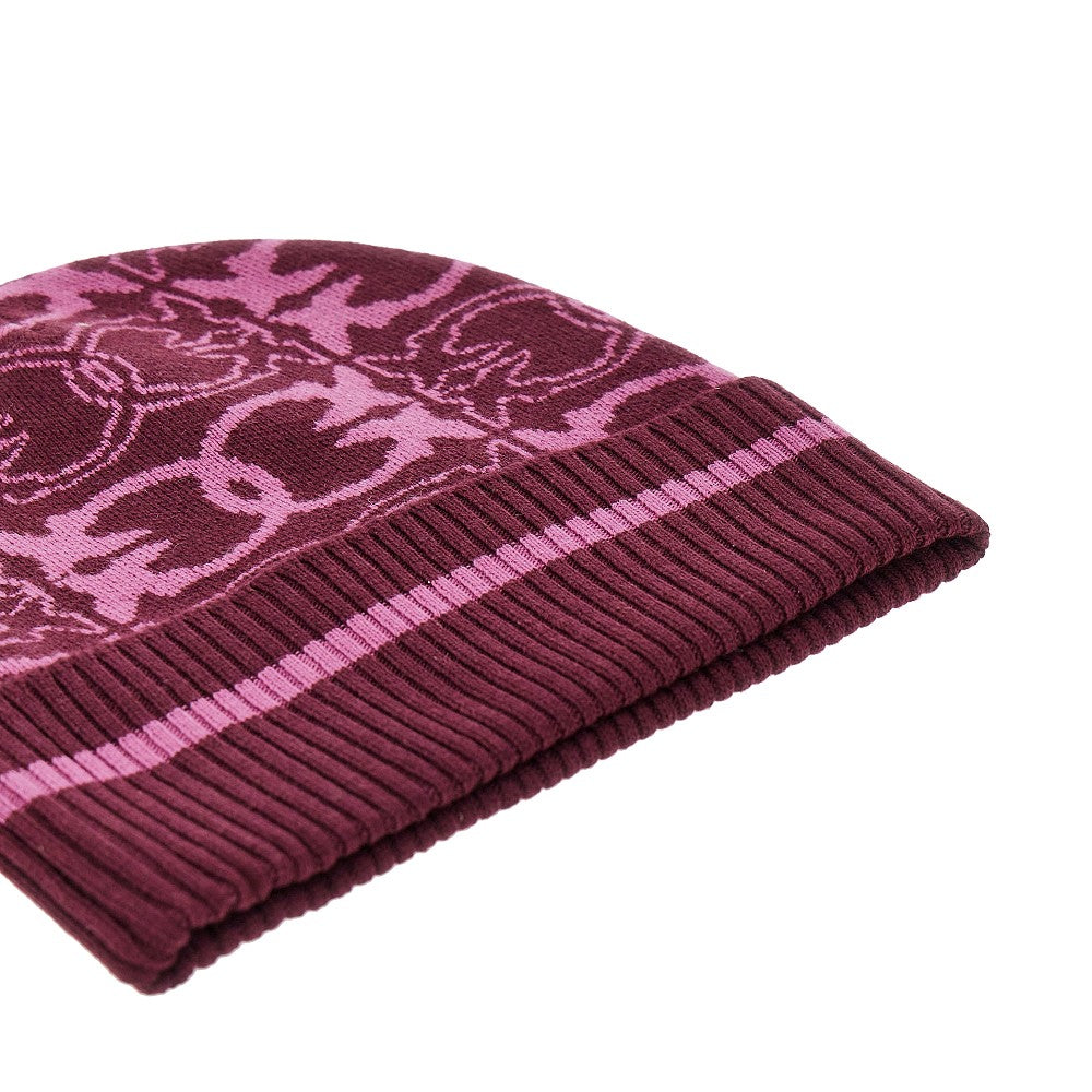 PINKO OS knitted beanie hat with jacquard logo