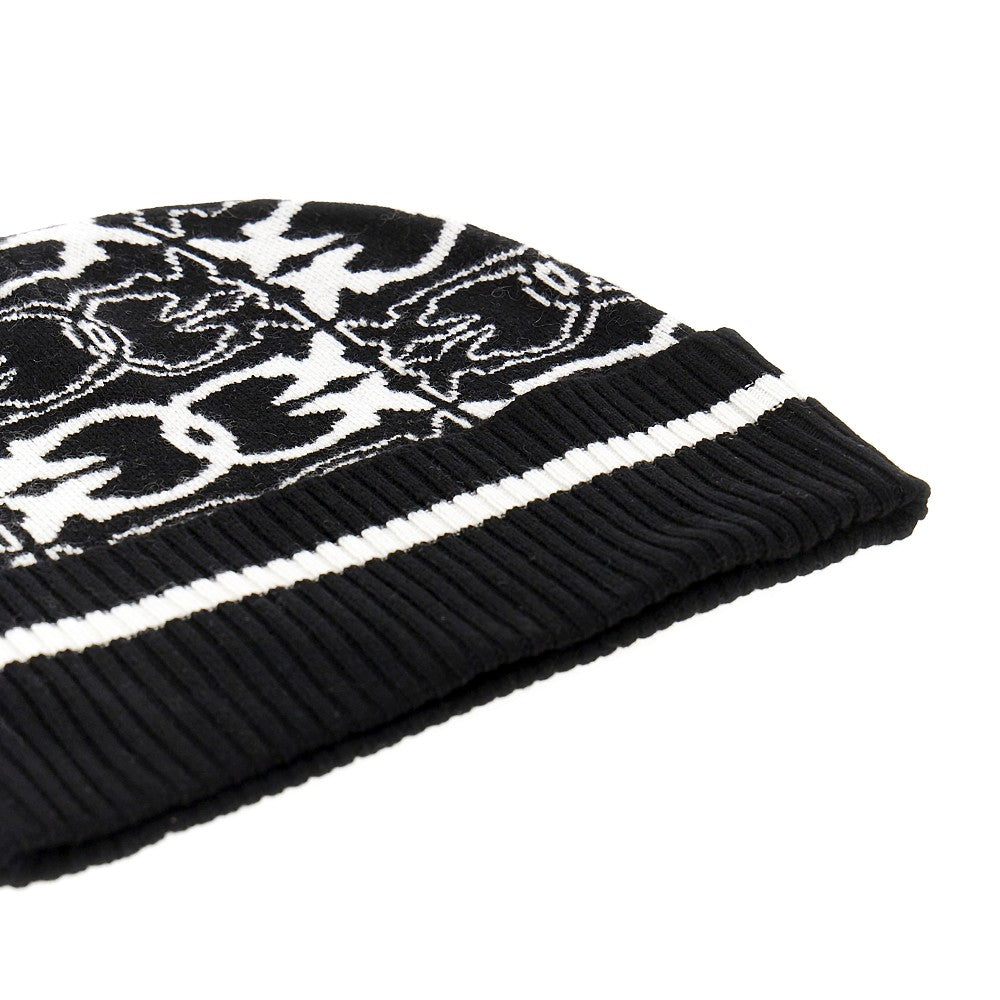 PINKO OS knitted beanie hat with jacquard logo