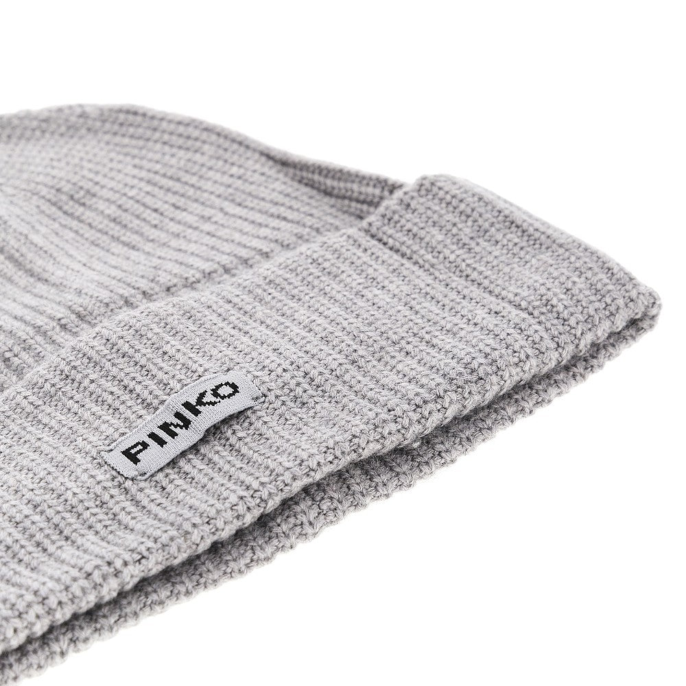 PINKO OS knitted beanie hat with logo