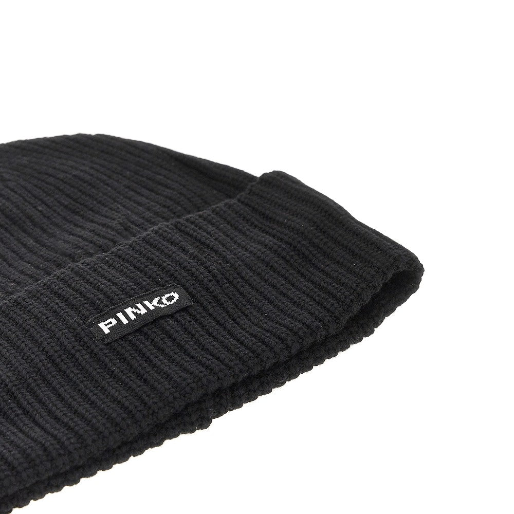 PINKO OS knitted beanie hat with logo