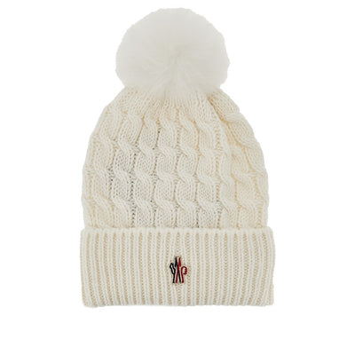 wool beanie hat with fur pompom