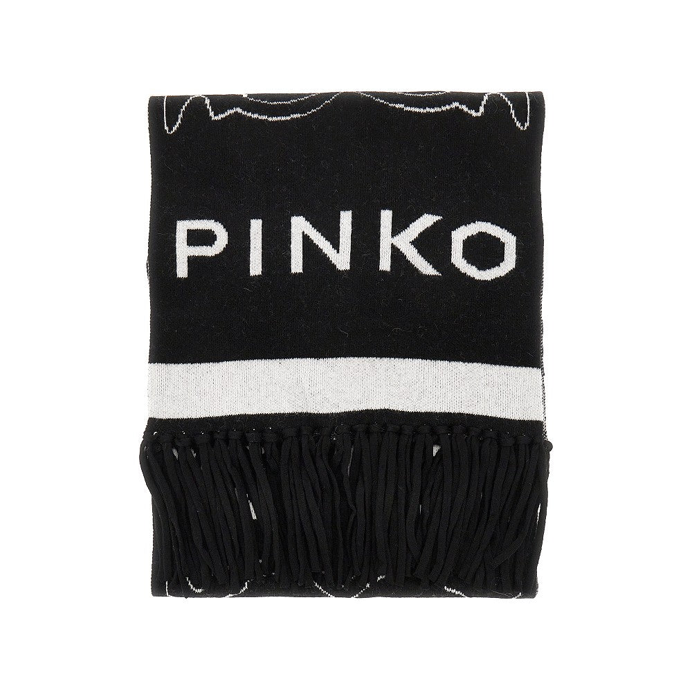PINKO OS knitted scarf with jacquard logo
