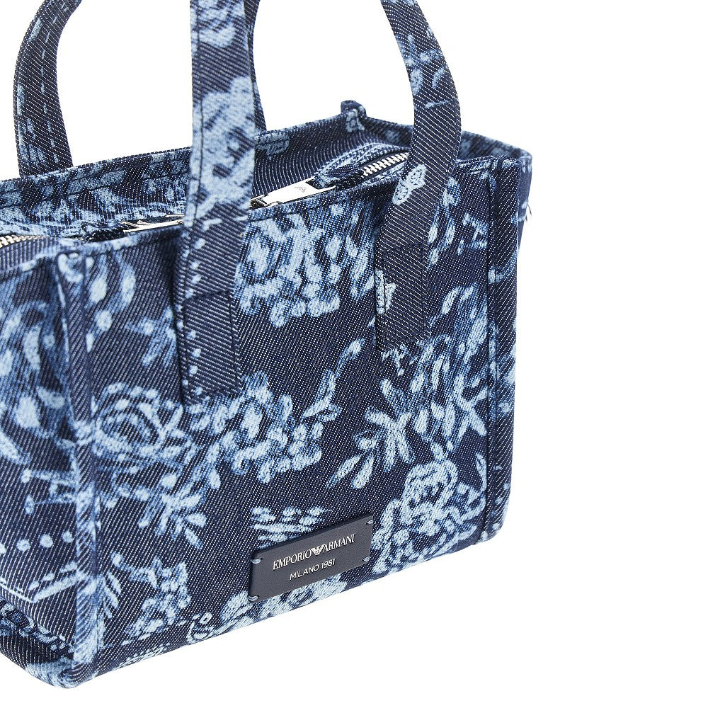 EMPORIO ARMANI OS bandana printed canvas small shopping bag