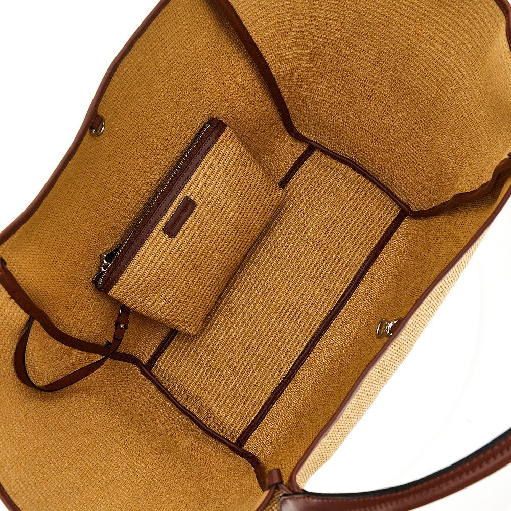 EMPORIO ARMANI OS synthetic straw large shopping bag