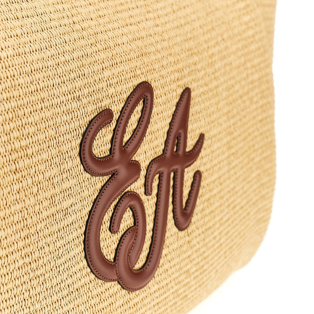 EMPORIO ARMANI OS synthetic straw large shopping bag