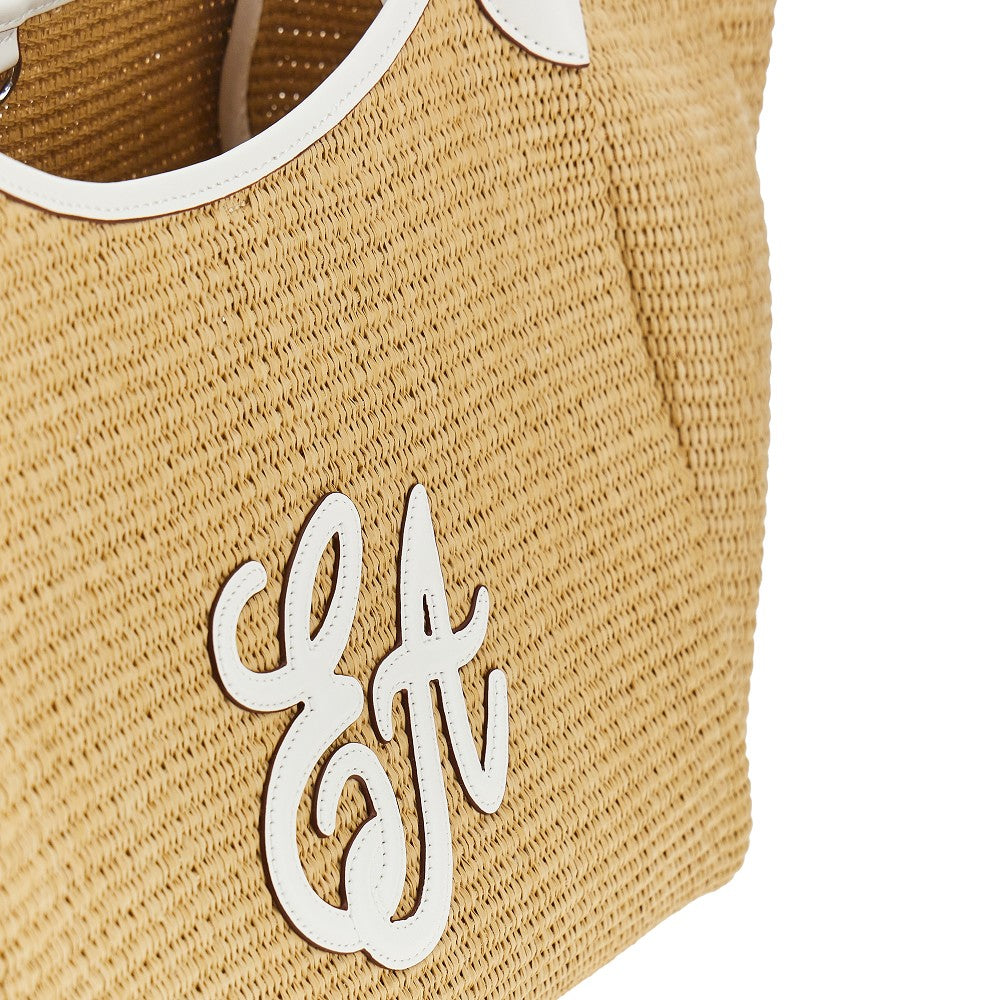 EMPORIO ARMANI OS synthetic raffia medium shopping bag