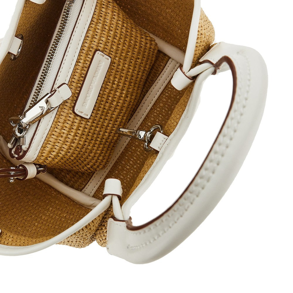 EMPORIO ARMANI OS synthetic raffia mini shopping bag