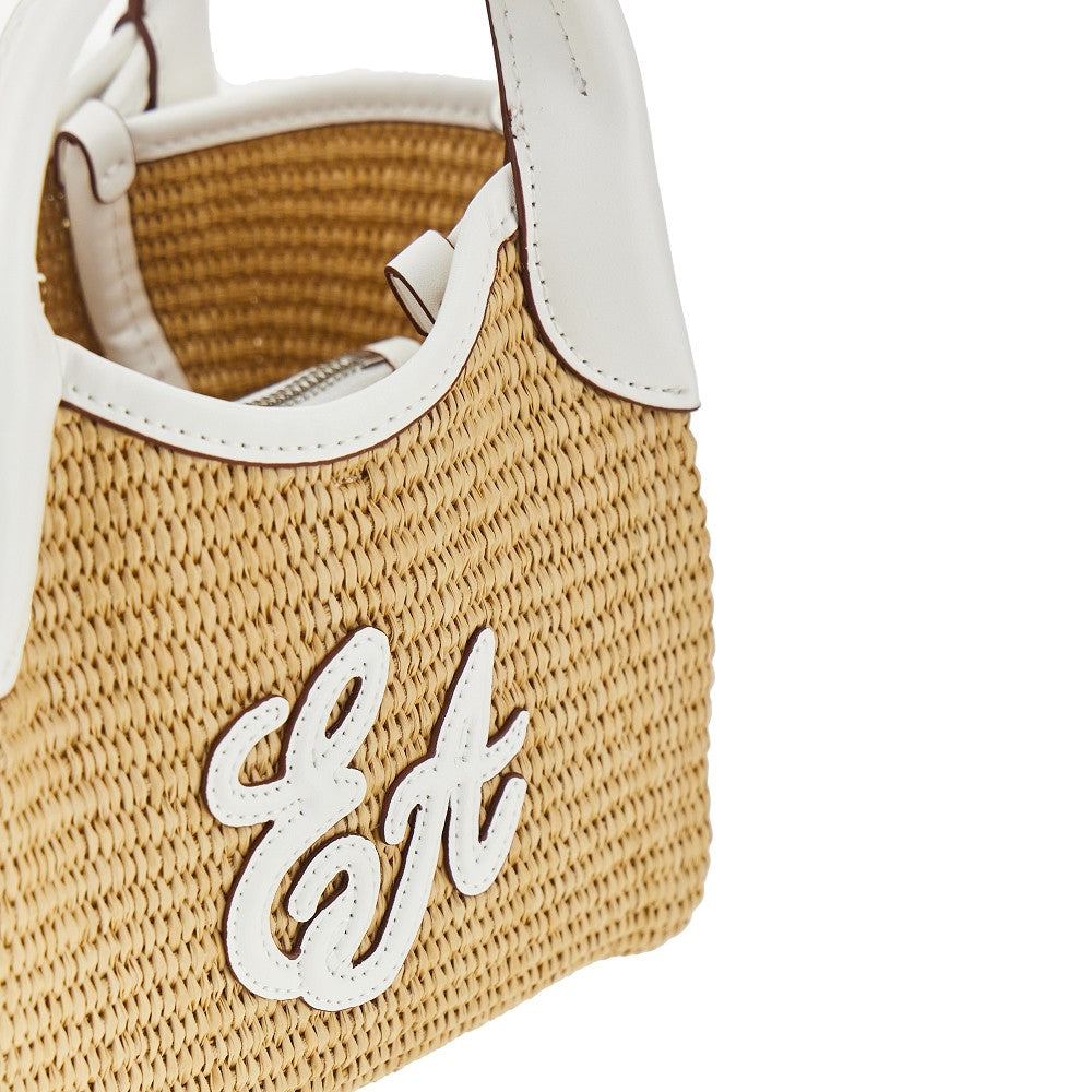 EMPORIO ARMANI OS synthetic raffia mini shopping bag