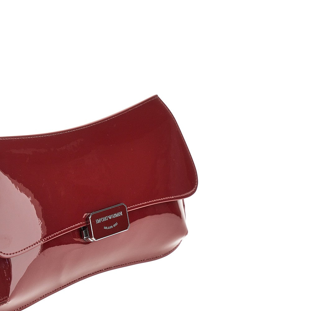 EMPORIO ARMANI OS patent faux leather clutch