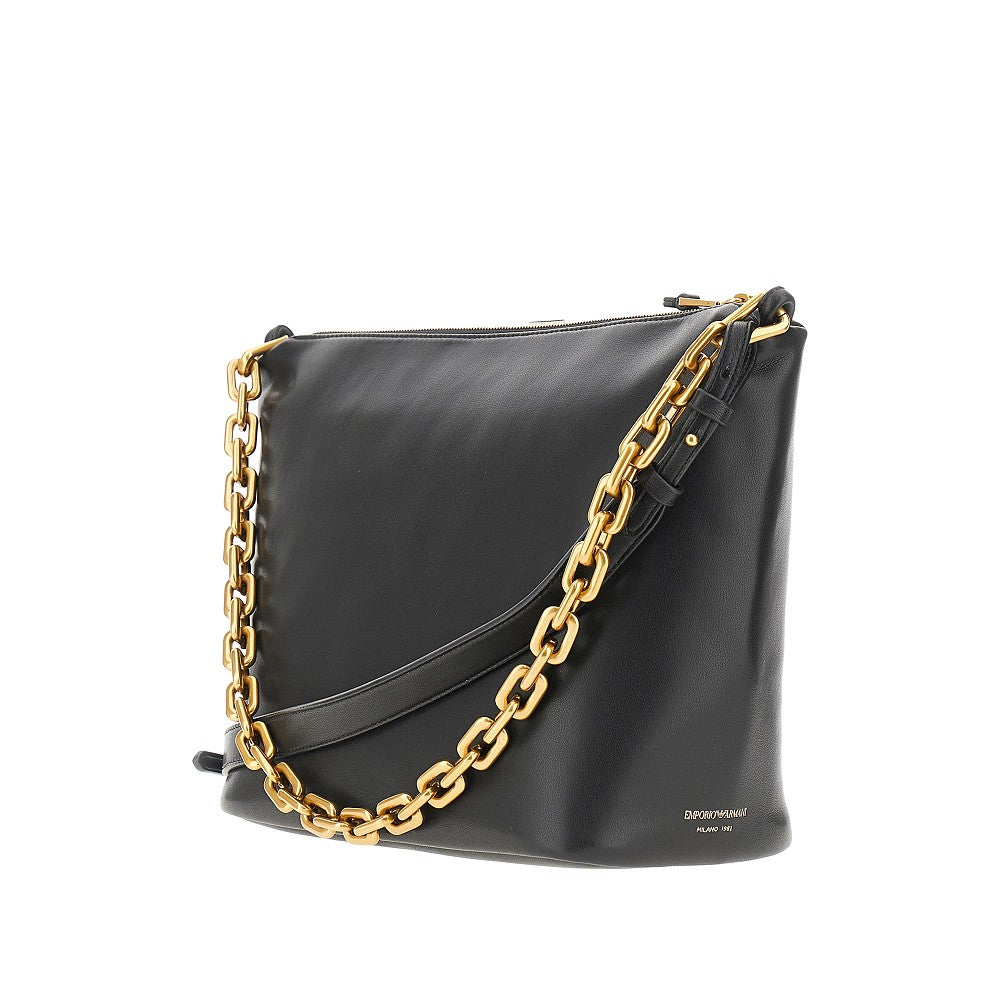 EMPORIO ARMANI OS nappa leather medium hobo bag with chain
