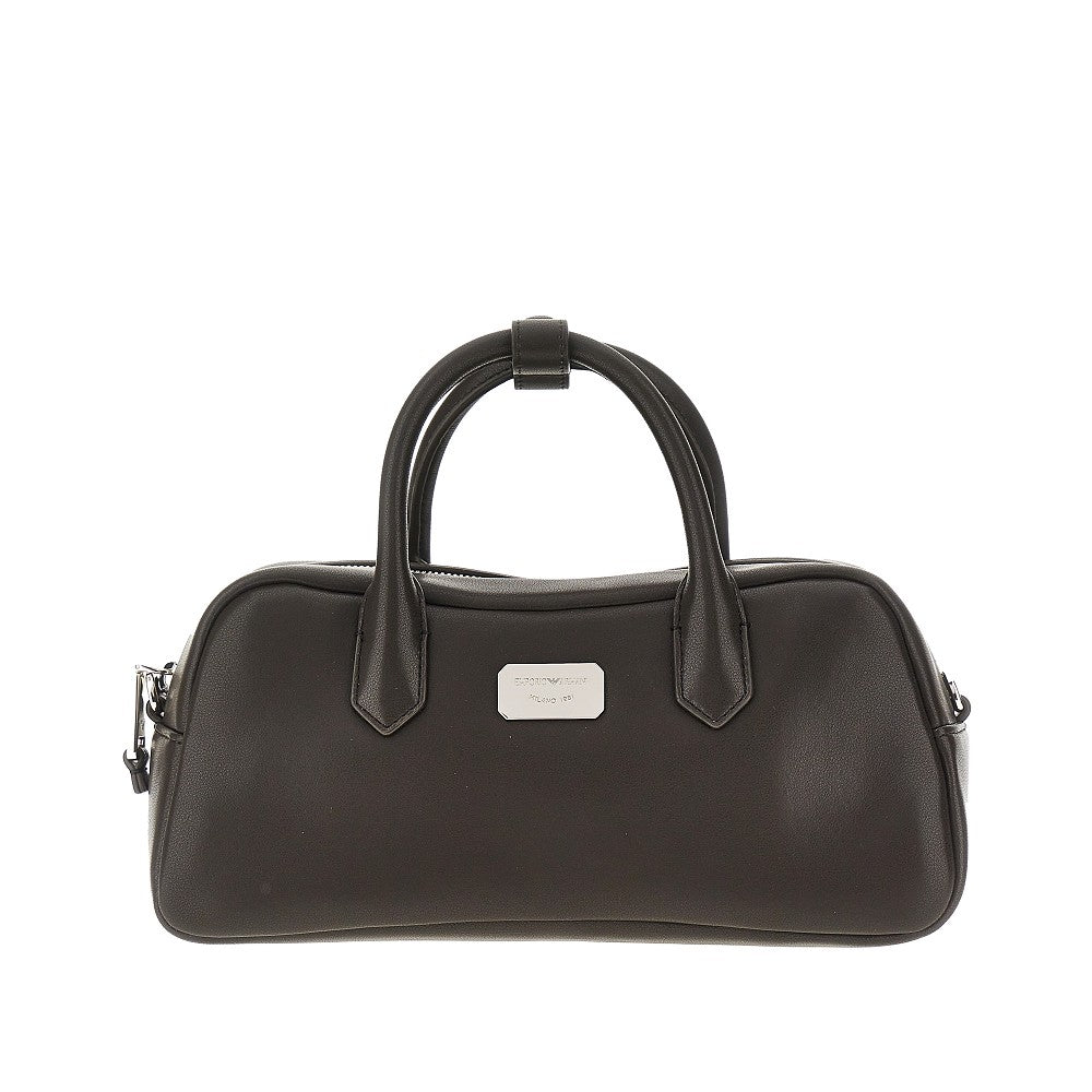EMPORIO ARMANI OS nappa leather medium bowling bag
