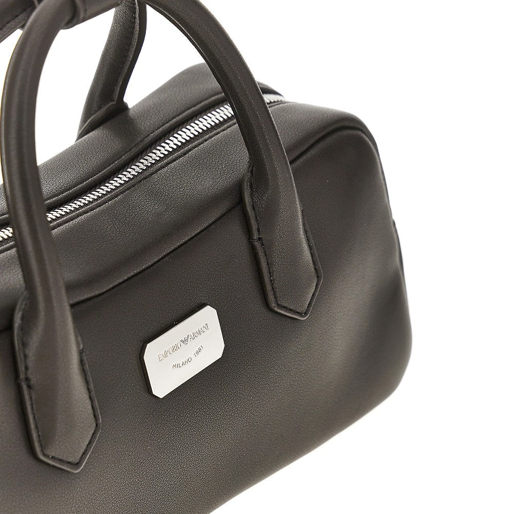 EMPORIO ARMANI OS nappa leather medium bowling bag
