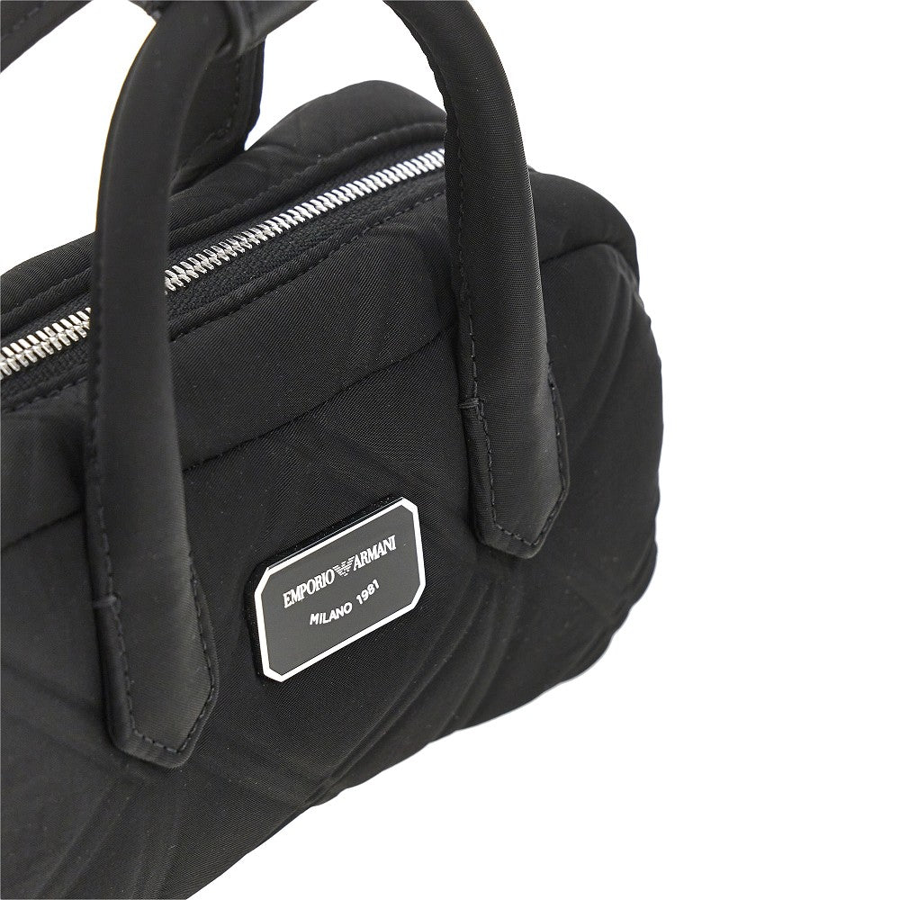 EMPORIO ARMANI OS embossed nylon mini bowling bag