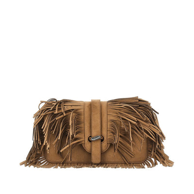 faux suede leather bag with fringes