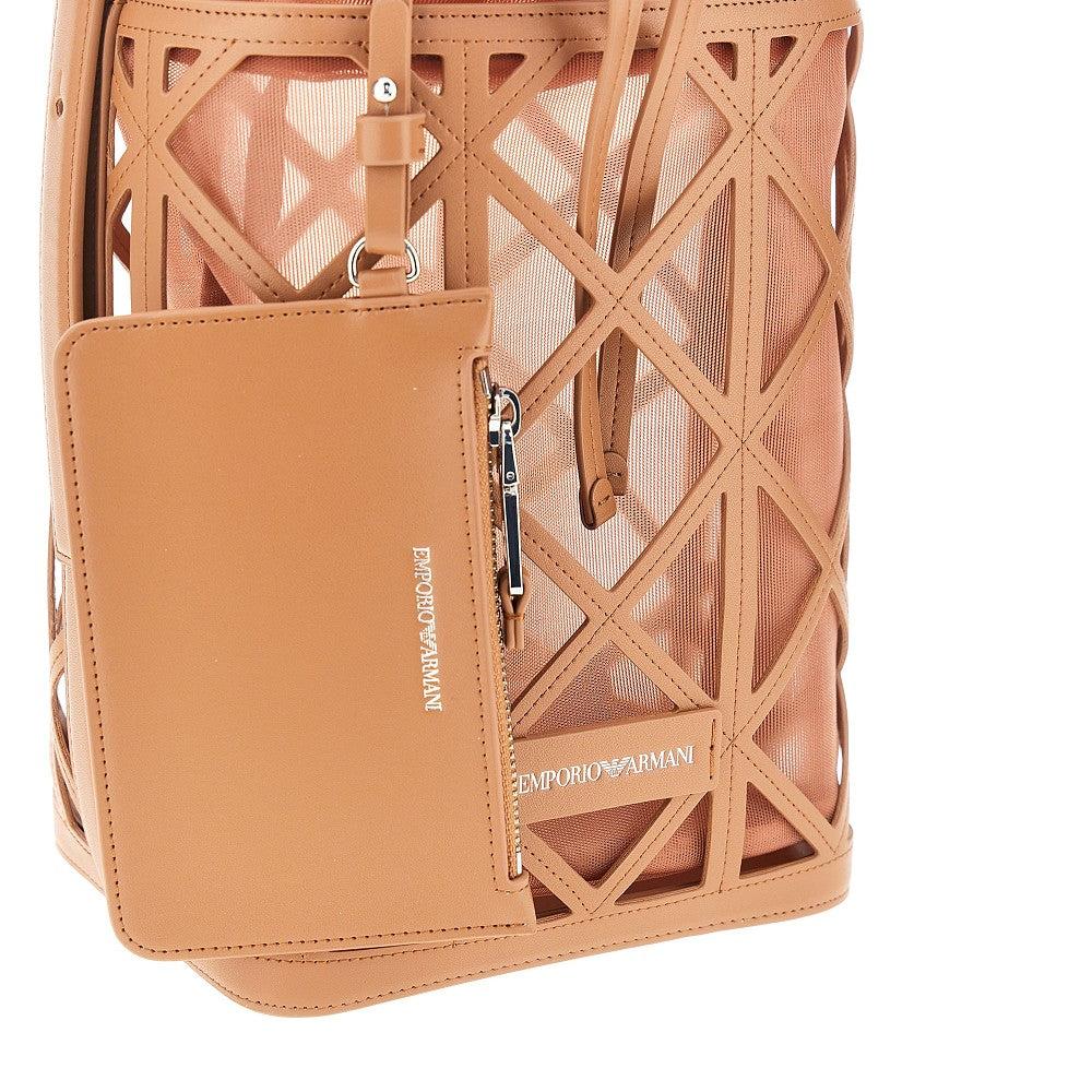 EMPORIO ARMANI OS faux leather and mesh bucket bag