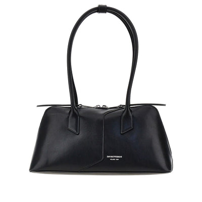 leather shoulder bag with lettering logo