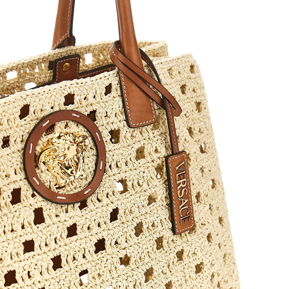 VERSACE OS big la medusa raffia shopping bag