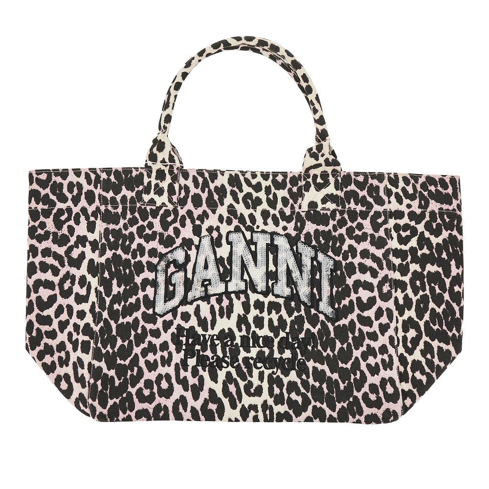 GANNI OS leopard-print canvas xxl tote bag