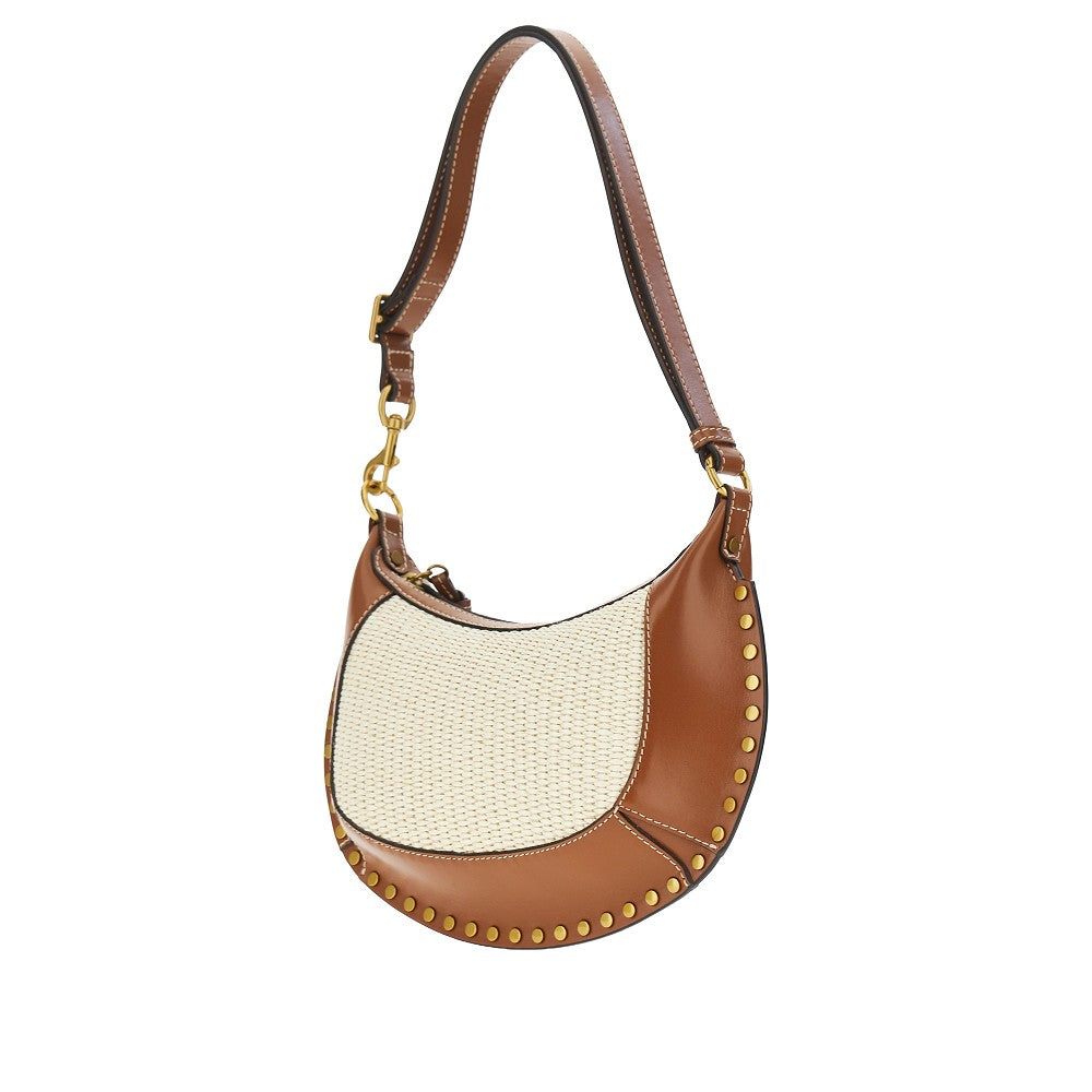 ISABEL MARANT OS raffia and leather oskan moon bag