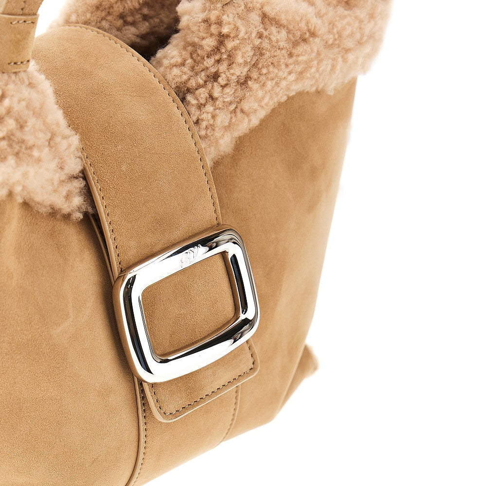 ROGER VIVIER OS mini viv choc leather shopping bag