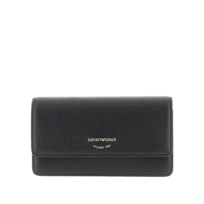 grained leather clutch with chain