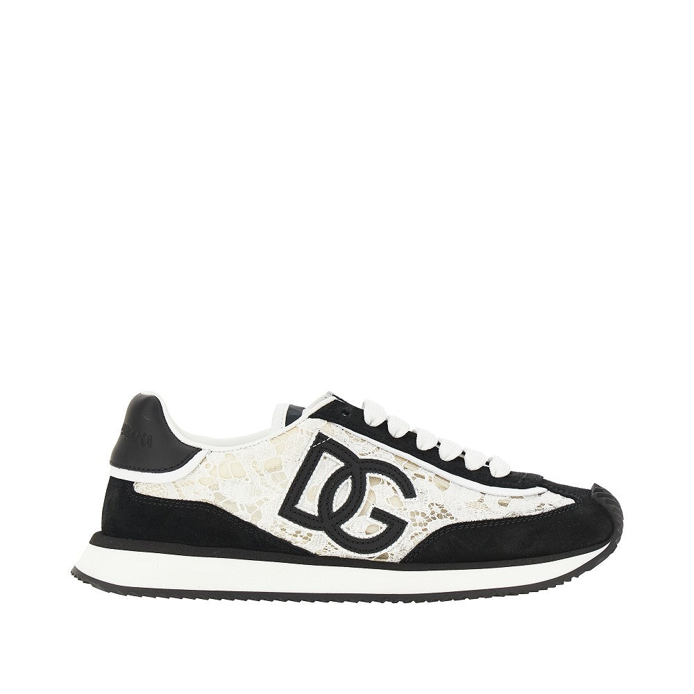 DOLCE&GABBANA 37+ lace and suede leather dg aria sneakers