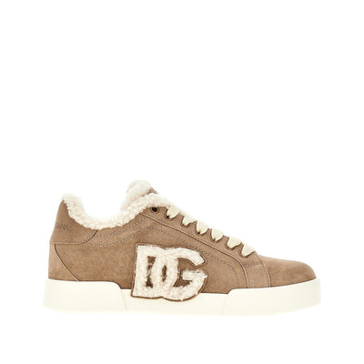 suede and shearling portofino sneakers