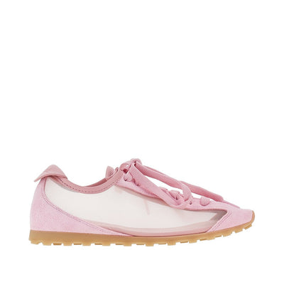 nubuck leather and mesh tennis sneakers