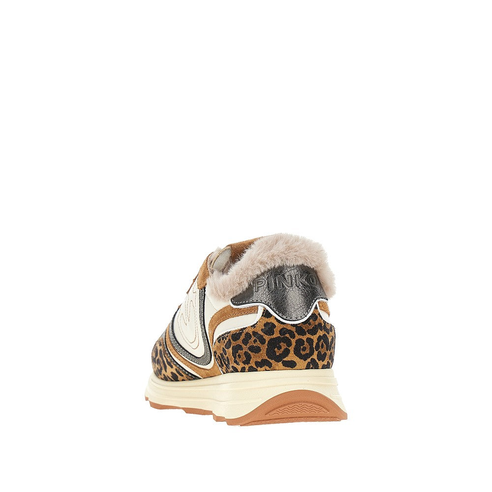 PINKO 36 leather sneakers with leopard motif