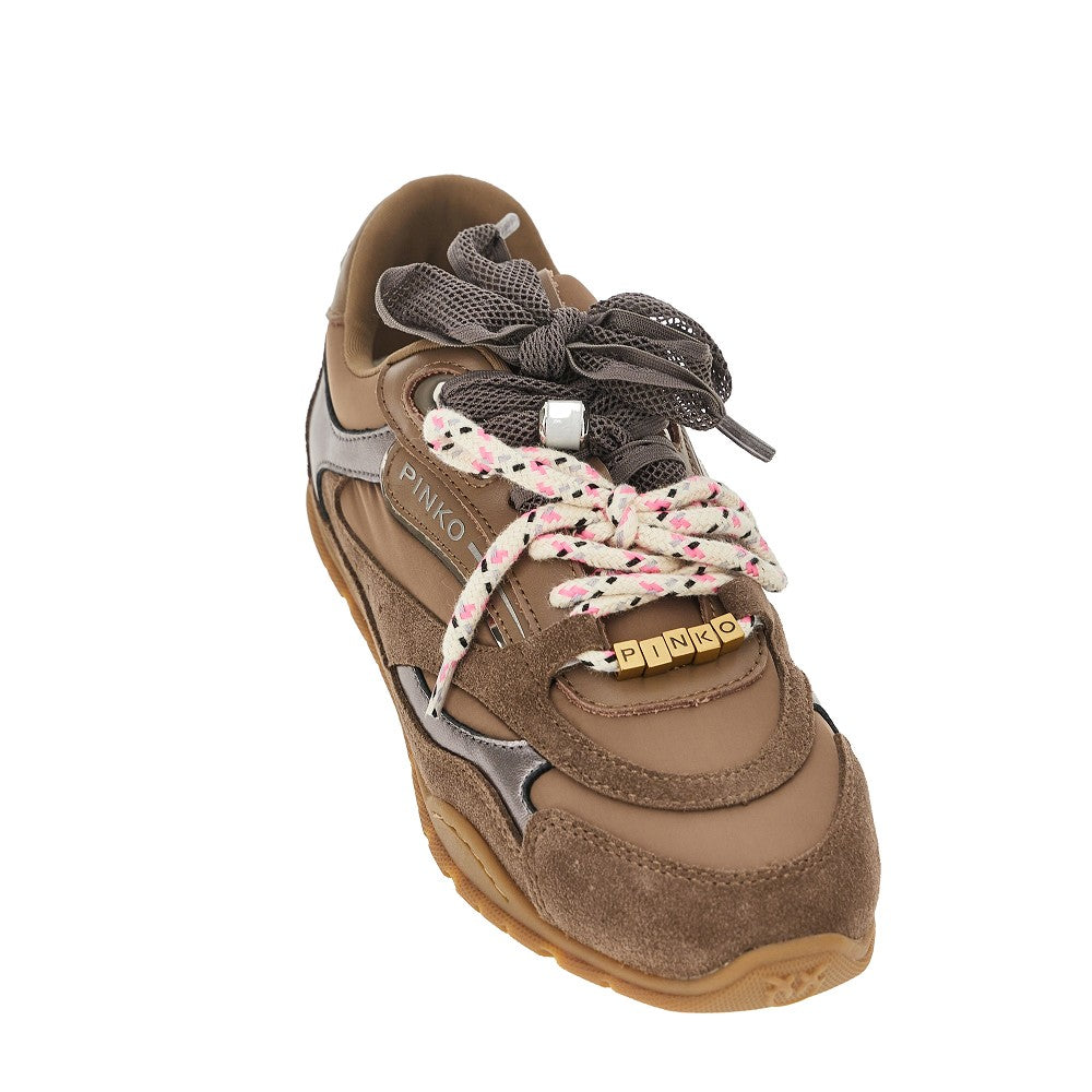 PINKO 36 suede leather and nylon sneakers