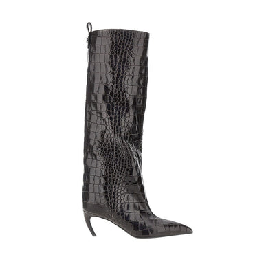 croco-embossed leather lea boots
