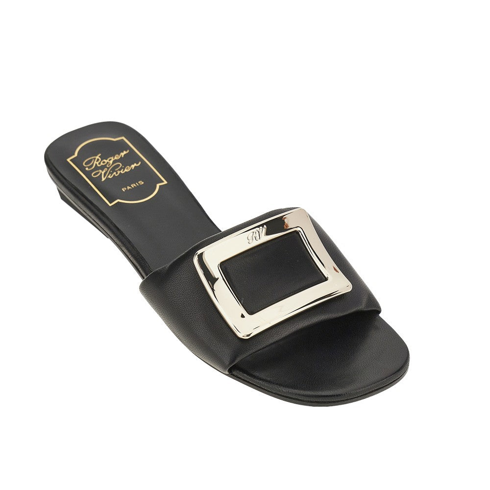ROGER VIVIER 36 vivchoc buckle nappa leather slides