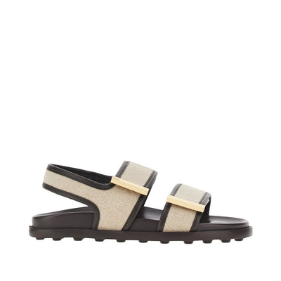 canvas and leather sandals