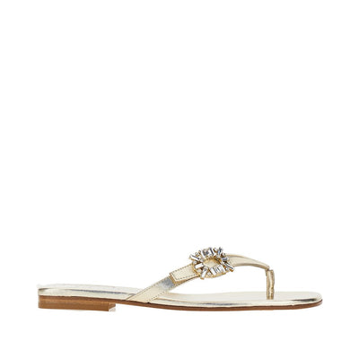 metallized nappa leather thong slides