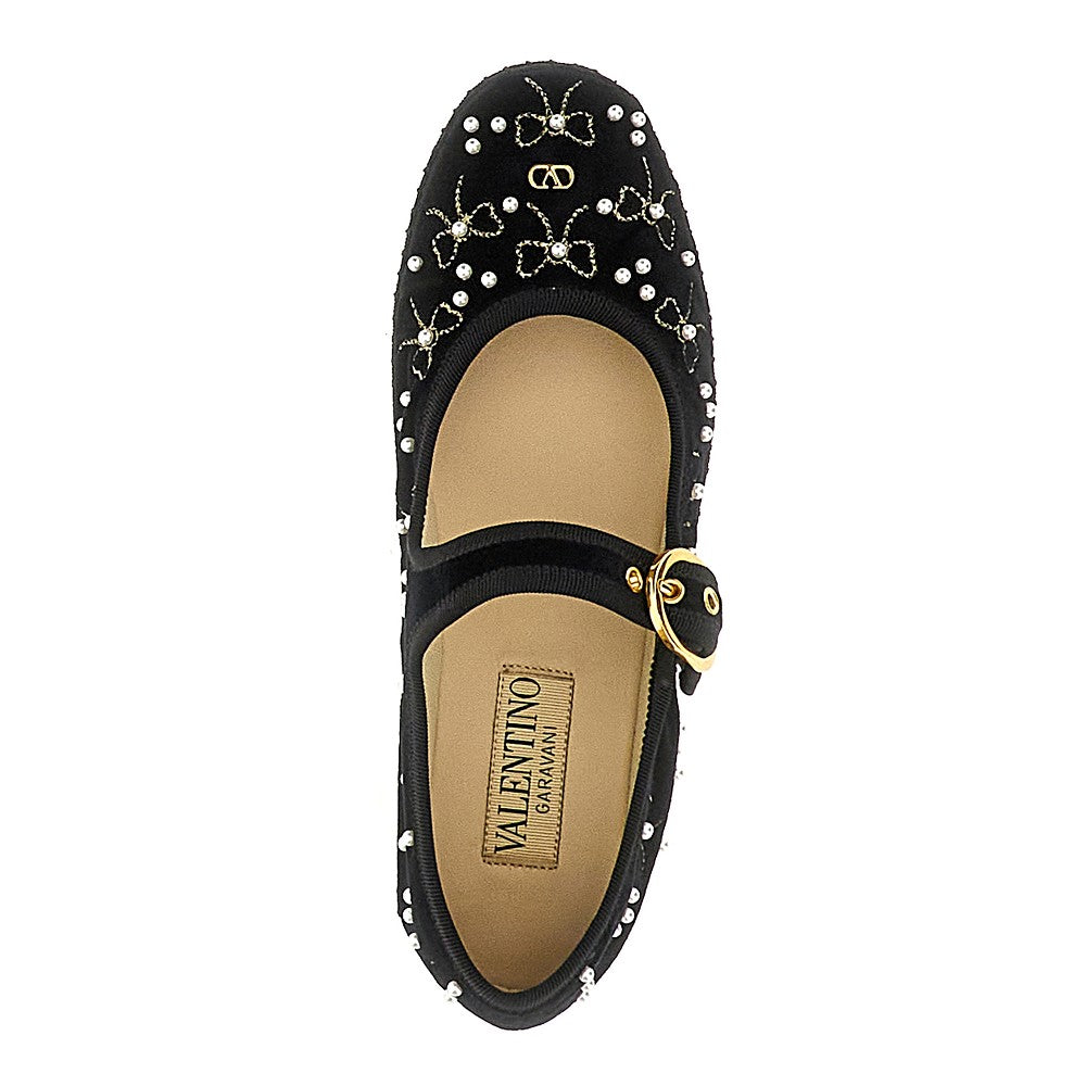 VALENTINO GARAVANI 36 endouce velvet mary-jane ballet flats