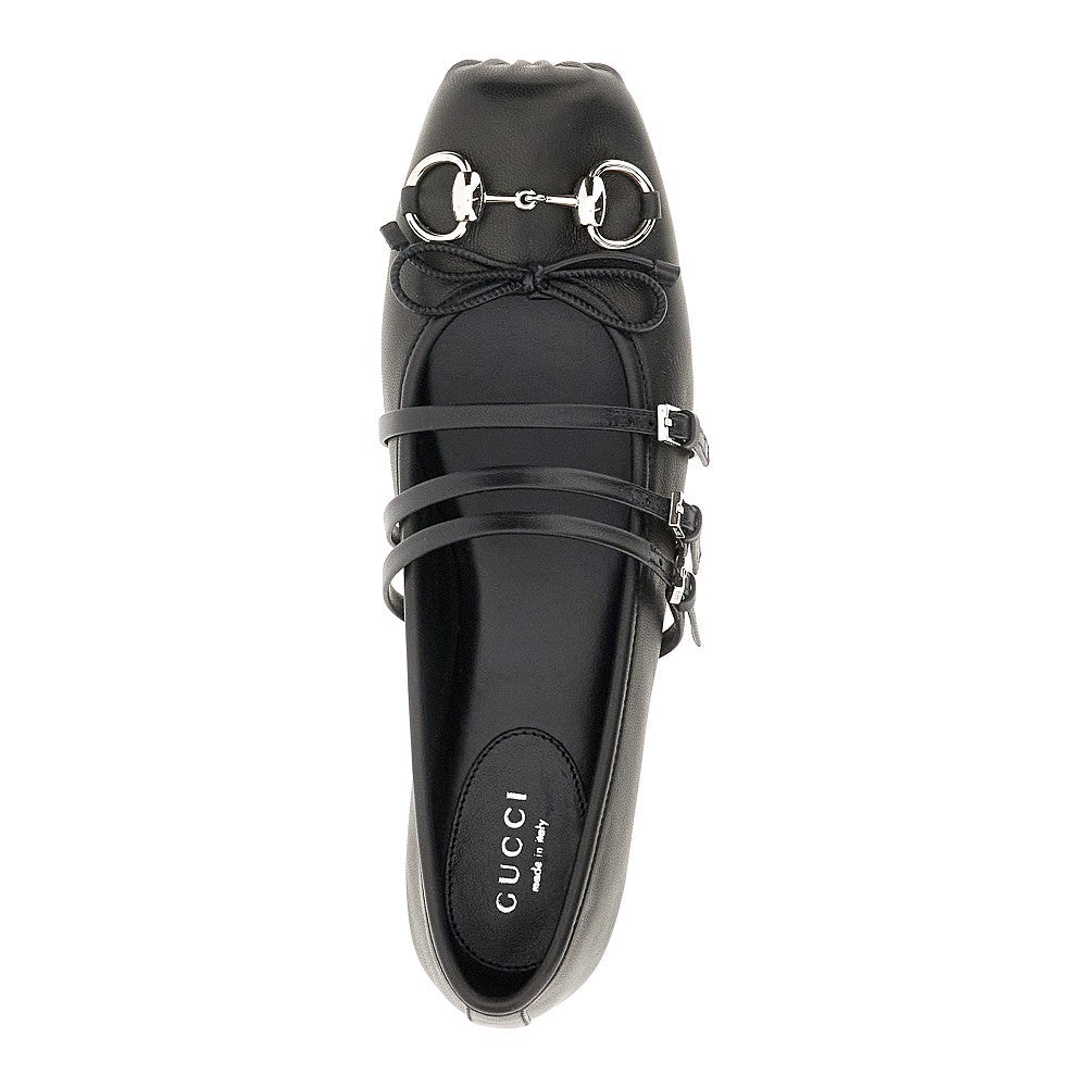 GUCCI 35+ nappa leather ballet flats with horsebit