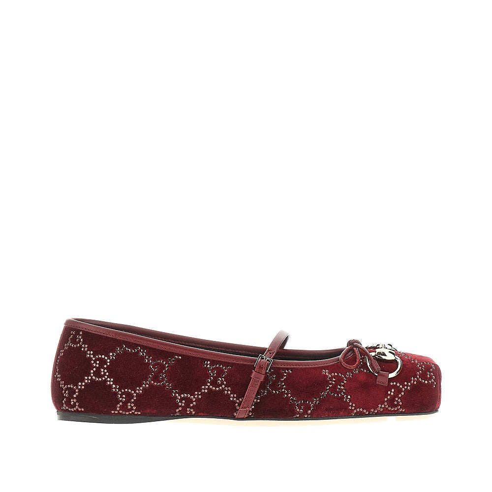 GUCCI 37 strass-embellished velvet ballet flats